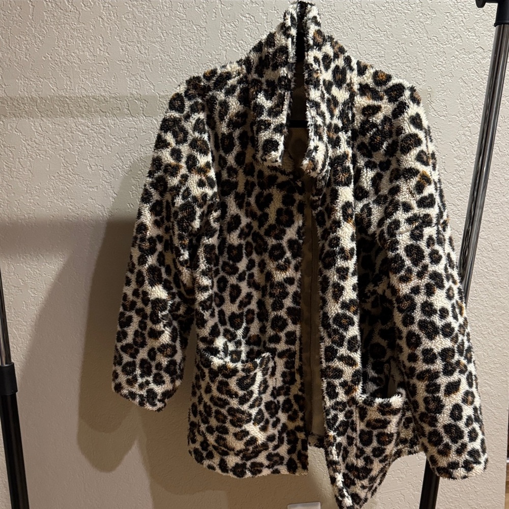 Z Supply Leopard Print Fleece Jacket